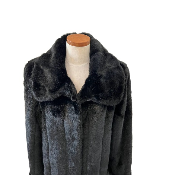 Dennis Basso faux fur black sable coat M - Picture 3 of 8